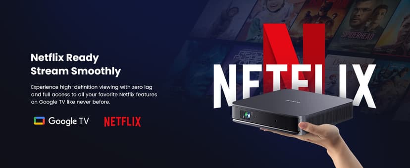 Dangbei Atom Portable Laser Projector, 1200 ISO Lumens, 3D Ready, Official Netflix, 1080p HD with 4K HDR Input, 180" Display, HDR10, 2x5W Dolby Audio, Home Theater Projector with WiFi and Bluetooth