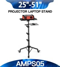 AMADA HOMEFURNISHING Foldable Projector Tripod, Multipurpose Laptop Stand with Removable Mouse Tray, Adjustable Height 25-63 Inch, Outdoor Movie Projector Stand, AMPS03