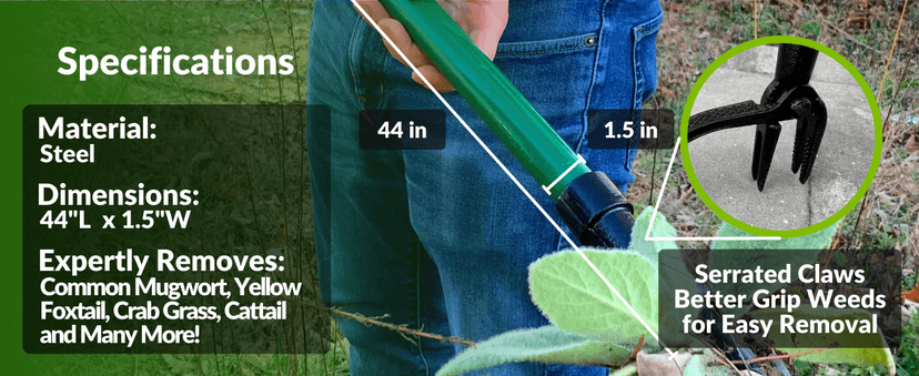 Landzie Weeder Weed Puller Tool, 44 Inch Steel Stand Up Weed Puller with Long Handle, Manual Weeders Weed Remover Tool Stand Up Heavy Duty Weed Picker and Weed Digger Garden Lawn Weed Tool