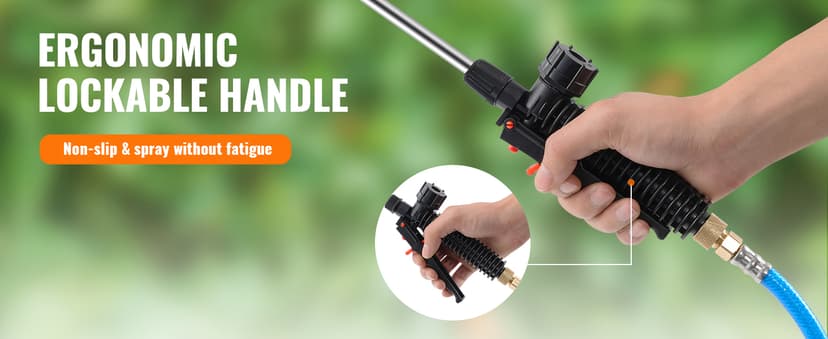 VEVOR 4 Gallon Battery Powered Backpack Sprayer with Wheeled Cart, Adjustable 0-94 PSI, 13FT Hose, 6 Nozzles, 2 Wands Included, Wide Mouth Lid for Weeding, Cleaning, Long Spray Time, White+Orange