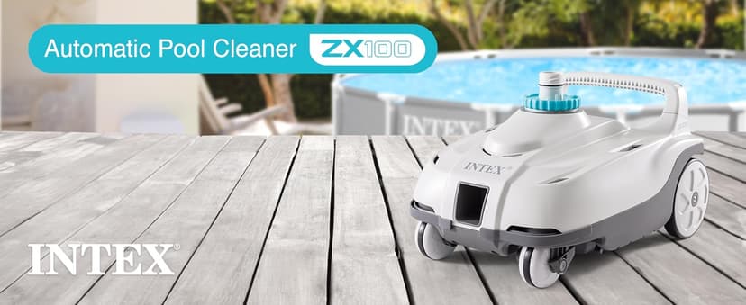 INTEX 28006E ZX100 Pressure-Side Above Ground Automatic Pool Cleaner: For Bigger Pools – Cleans Pool Floor – Removes Debris – Removable Filter Tray – 21ft Tangle Free Hose