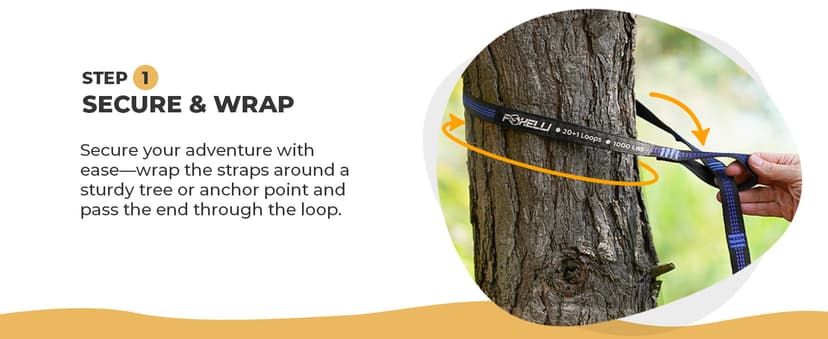 Foxelli XL Hammock Straps - Extra Long 20FT Heavy Duty No-Stretch Suspension System, 40+2 Loops, 2000 LBS Capacity, for Indoor/Outdoor Use – Set of 2 Straps & Carry Bag