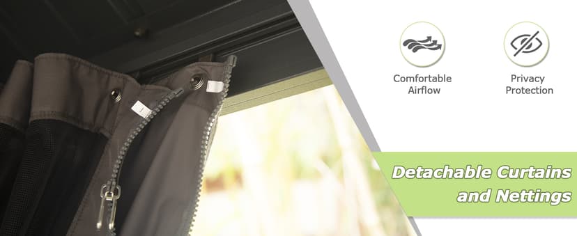 Domi 10' x 10' Hardtop Gazebo Outdoor Metal Gazebo with Galvanized Steel Double Roof Canopy, Curtains and Netting for Patio, Backyard, Deck, Lawn, Grey