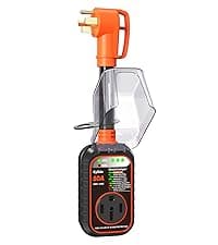 EyGde 50 Amp to 4 Prong 30 Amp Generator Adapter with Surge Protector - Patented NEMA 14-50P Twist Lock Male to L14-30R Female Plug, STW Cord with Circuit Analyzer for Generator