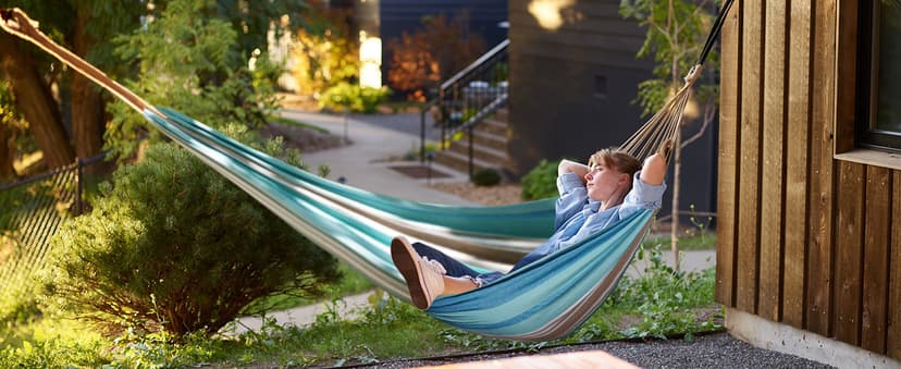 Brazilian Hammock with Tree Straps - Cotton Hammocks Portable Hammock with Carry Bag for Backyard, Porch, Outdoor and Indoor Use Yellow & Green