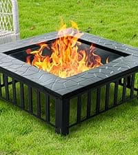 28 inch Propane Fire Pit Table, Outdoor Gas Fire Pits with Lid & Lava Rock, 50000 BTU Firepit for Dinning, Party in Outside, Patio, Garden or Yard (Black)