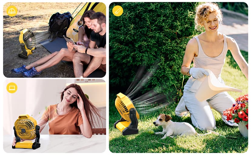 Camping Fan with LED Lantern, 36 Hours 9 Inch Portable Rechargeable Battery Powered Fan with Stepless Speed and Quiet Battery Operated for Picnic, Barbecue, Fishing, Travel, Home, Tent