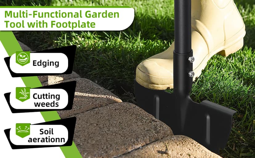 Lawn Edger, 42 Inch Half Moon Manual Edger Lawn Tool, Heavy Duty Saw Tooth Driveway Sidewalk Flower Bed Landscaping Grass Step Edging Tool, T-Grip, Long Handle