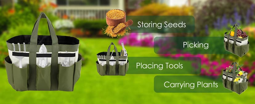 Garden Tool Holder Bag With 8 Pockets, Elastic Straps, And Sturdy Handles, Heavy-Duty Oxford Organizer Keeps Gardening Tools Neat And Accessible, Ideal for Men And Women (1 PC)