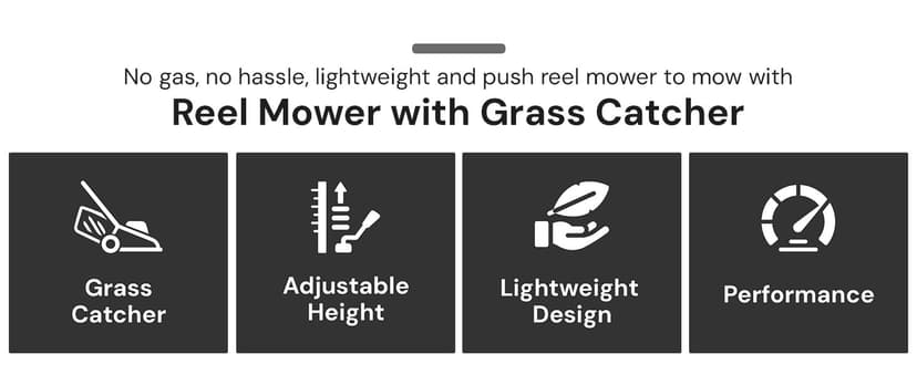 Sun Joe MJ500M 16-Inch Manual Reel Mower w/Adjustable Cutting Height, 6.6-Gallon Removable Grass Catcher, 5 Steel Blades, 2-Wheels