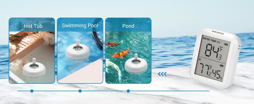 INKBIRD IBS-P01R 2nd Generation Wireless Floating Pool Thermometer Easy to Read for Hot Tub, Compatible with Gateway IBS-M1 and IBS-M2