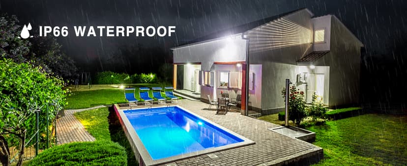 Onforu 100W Flood Lights Outdoor, 9000lm Bright LED Work Light with Plug, 6500K Daylight White LED Flood Lighting, IP66 Waterproof Security Yard Lights for Yard Garage Stadium 2 Pack