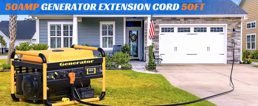 Nilight 50 Amp 50FT Generator Extension Cord 250V Heavy Duty 6/3+8/1 Gauge Pure Copper STW Wire ETL Listed 4 Prong 14-50P SS2-50R&CS6364 50F/50M Cable Suit for RV Home Use