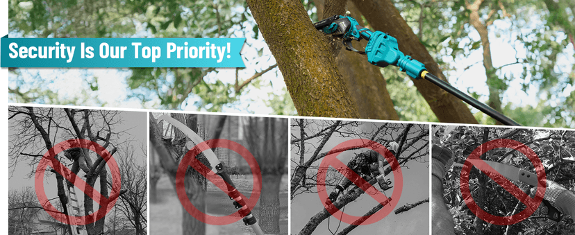 Seesii PS620 2-in-1 Electric Pole Saws: 6 Inch Mini Chainsaw Cordless with Extension Pole, 2Pcs Batteries, Brushless Chain Saw for Limb Branch Cutter, Battery Tree Trimmers Pruner,16Ft Long Reach
