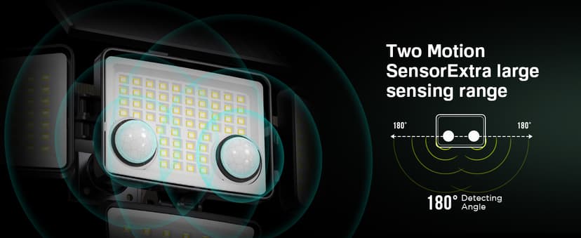 Solar Outdoor Lights - 3000LM 188 LED Motion Sensor Outdoor Lights, 4 Heads Security Light,IP65 Waterproof, Easy Install,270°Wide Angle Flood Wall Light with 3 Modes for Backyard Yard (2 Pack)