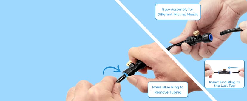 homenote Misting Cooling System 59FT (18M) Misting Line + 20 Brass Mist Nozzles + Brass Adapter(3/4") Outdoor Mister for Patio Backyard Garden Greenhouse Watering