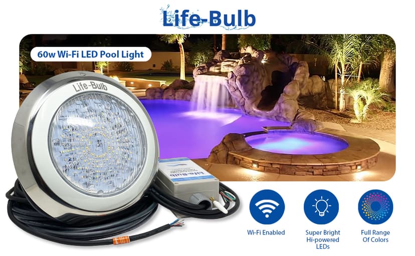 Smart Pool LED Pool Lights for Inground Pool, Wall Mounted, Color Changing with Remote - 75ft Cable, Works with Remote or Phone App - iOS/Android Compatible, Lifetime Replacement Program