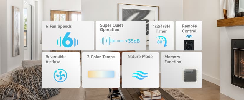 VONLUCE Ceiling Fans with Lights, 52 Inch Ceiling Fan and Remote, 6 Speed Reversible Noiseless DC Motor, 3CCT, Wood Ceiling Fan for Outdoor Indoor Farmhouse Patios, Walnut