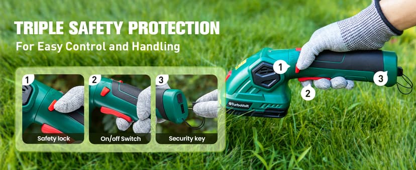 Hedge Trimmer, Cordless Grass Shear & Electric Shrub Trimmer - 2 in 1 Handheld Grass Cutter, Hedge Shear for Garden, Lawn, Rechargeable Lithium-Ion Battery and Type-C Cable Included