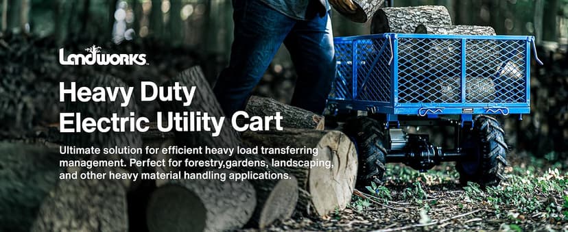 Landworks AGM Electric Utility Cart - 500W Lead-Acid Battery-Powered Power Wagon, 500 lbs Load Capacity & 1000 lbs Towing, Heavy-Duty Motorized for Garage, Warehouse, and Outdoor Use