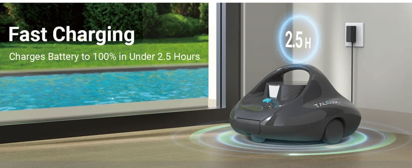 (2025 Upgraded) TALOSBO Pleco Se Cordless Pool Vacuum Cleaner Up to 130 Mins Runtime, Robotic Pool Cleaner with 2.5H Fast Charge, Ideal for Flat Above Ground and Inground Pools up to 861 Sq. Ft.