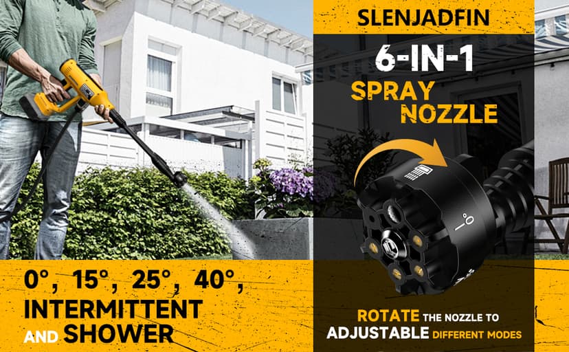 Cordless Pressure Washer for Dewalt 20V Battery 700 PSI Portable Handheld Power Washer with 6-in-1 Nozzle Foam Cannon for Car Floor Fence Wall Cleaning (Battery Not Included)