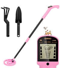 OMMO Metal Detector, Rechargeable Built-in Battery Kids Metal Detector with Funny LCD Display, Adjustable Metal Detectors for Kids with Waterproof Search Coil USB Cable for Detecting Treasure