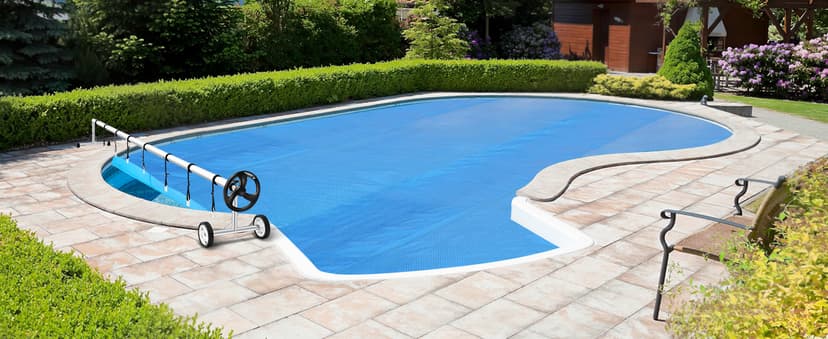 Goplus Pool Cover, 16 x 32 FT Solar Blanket with Carrying Bag for In-Ground and Above-Ground Swimming Pools, Rectangle Hot Tub SPA Thermal Blanket, Blue Bubble