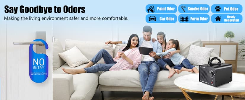 HHGM 48,000mg/h High Capacity Ozone Machine Generator, Commercial Industrial Quartz Tube Air Purifier, Ionizer & Deodorizer Ozone Odor Eliminator Suitable for Home, Car, Basements, Pets, Smoke, Farms