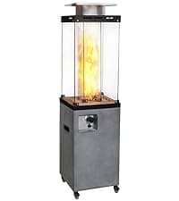 Afterglow Outdoor Patio Propane Fire Heater with Weather Cover Glass 41000 BTU Fireplace Patented & CSA Certificated, Cement Gray