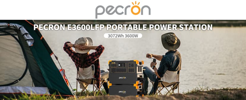 pecron E3600LFP Portable Power Station 3072Wh with Four Extended Batteries Trolley Kit, Expandable to 15360Wh, 5x3600W AC Outlets LiFePO4 Battery Backup Solar Generator for RV, Camping, CPAP
