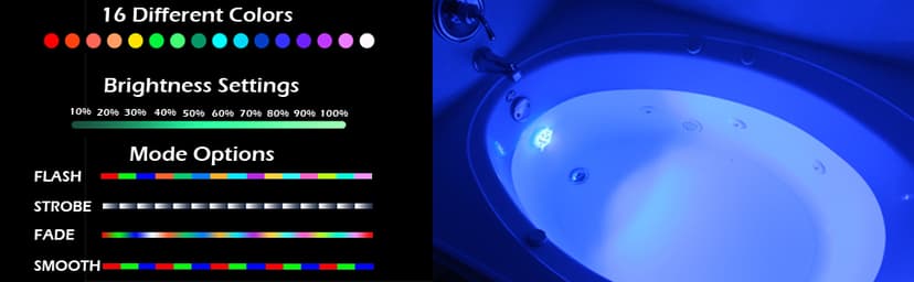 Underwater Remote Controlled LED Color Changing Light for Bathtub or spa - Battery Operated - Size 2.75 in.