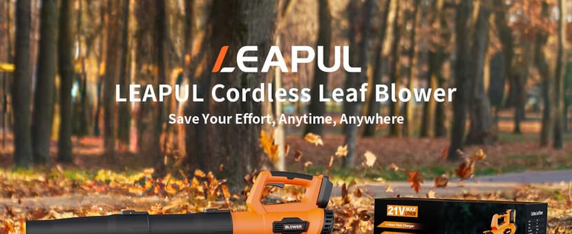 Leaf Blower, 21V Cordless Electric Blower with 2 2.0Ah Batteries and 1 Hour Fast Charger, Lightweight Leaf Blower for Patio Cleaning, Lawn Care, Blowing Fallen Leaves and Dust, etc.