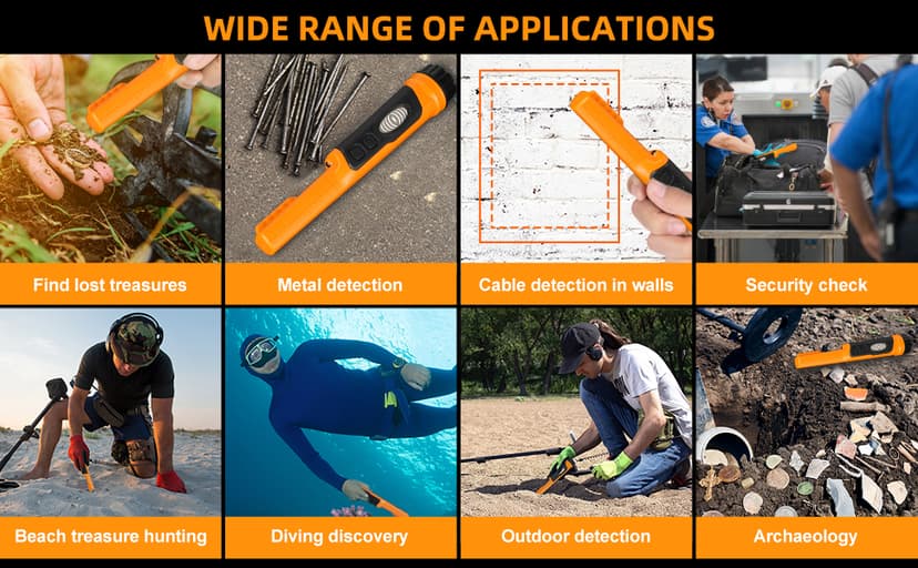 Fully Waterproof Handheld Metal Detector Pinpointer for Adults and Kids, Small Pin Pointer Wand. LCD Display, High Accuracy, 3 Alert Mode, Professional for Gold,Coins on Beach, Underground