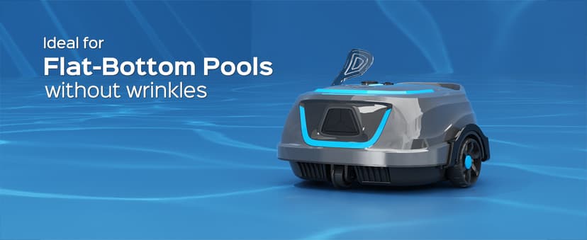 WYBOT A1 Cordless Robotic Pool Cleaner, Automatic Pool Vacuum with 120 Mins, Double Filters, LED Indicator, Fast Charging, Ideal for Above Ground & In-ground Flat Pools - Blue & Grey