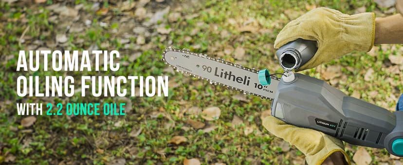 Litheli Cordless Pole Saw, 40V 2.5Ah Battery Pole Saws for Tree Trimming, 10-Inch Pole Saw Battery Powered 16ft/s Cutting Speed Auto Oiling Multi-Angle Electric Pole Chainsaw(Battery&Charger Included)