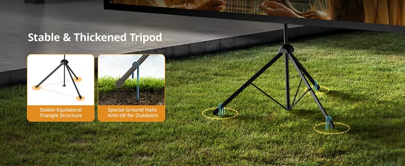 Projector Screen with Stand - 100" Indoor/Outdoor 16:9, 4K HD PVC Screen with 1.5 Gain, 2IN1 for Backyard Theater & Wall Hanging, Includes Carry Bag