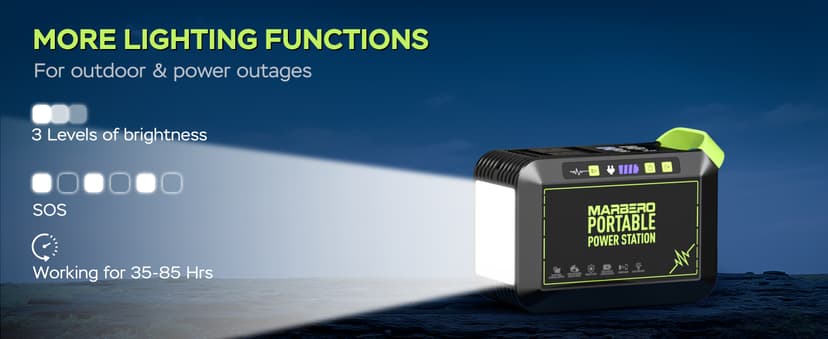 MARBERO 80W Solar Powered Generator with Panels 25W Included, 88.8Wh Lithium Battery Portable Power Station with AC Outlet 120W Peak Fast Charging 110V for Camping Outdoor Home Backup Backup RVs
