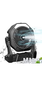 Ausic Portable Misting fan, 8-Inch Cooling Mist Fans, 10000mAh USB Rechargeable Battery Powered Fan with Mister, 250mL Water Tank & LED Lantern, for Home Desk, Bedroom, Office, Outdoor&Indoor Use
