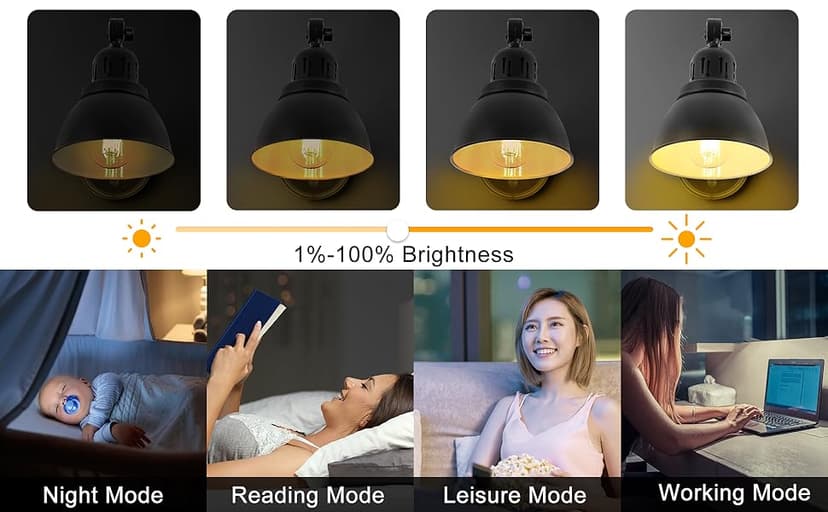 Plug in Wall Sconces, Wall Sconce Lighting with Dimmable On Off Switch, Swing Arm Wall Lamp, Black Metal Industrial Wall Light Fixtures, Safety E26 Base, 6FT Plug in Cord