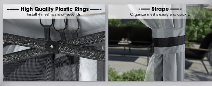 COOSHADE 11x11Ft Easy Pop Up Gazebo Tent Instant Outdoor Canopy Shelter with Mosquito Netting Walls(Khaki)