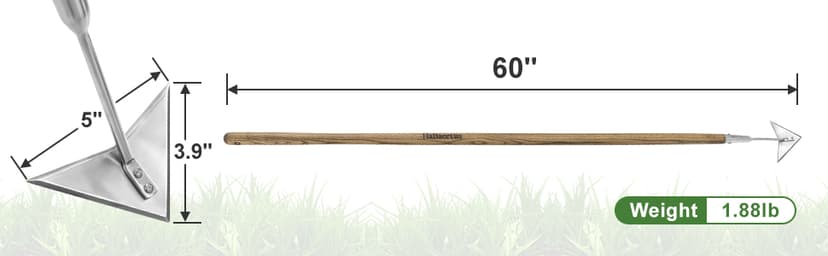 Haliaeetus Triangle Hoe, 60'' Scuffle Hoe for Keeping Your Back from Tiring Out, Weeding Just in Push-Pull Motion, Rogue Hoe with Triangle Head for Quickly Clear Out a lot of Weeds from All Direction