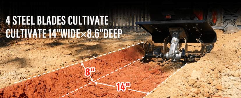 MZK 40V 12-inch Cordless Garden Tiller, Battery Powered Garden Cultivator, 2 * 4.0Ah Battery and Fast Charger Included