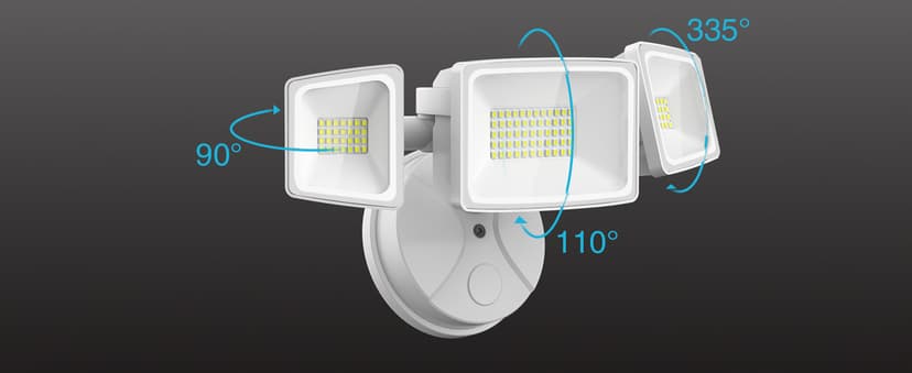 Onforu 60W Flood Lights Outdoor, 6000LM Brightness Security Lights Switch Controlled, 3 Adjustable Heads, IP65 Waterproof, 6500K Wall Mount Exterior LED Flood Light