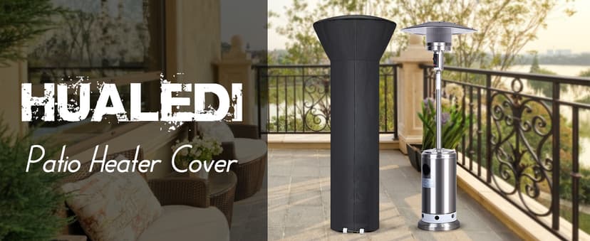 Patio Heater Covers with Reflective Strip,Outdoor Heater Cover Waterproof,Dustproof,Wind-Resistant,Sunlight-Resistant,Snow-Resistant,Black,89.5''x 33.5" Dome x 19.5" Base