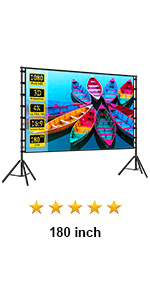 Projector Screen and Stand, Wootfairy 120 inch Foldable and Portable Projection Screen 16:9 4K HD Rear Front Wrinkle-Free Movie Screen with Carry Bag for Indoor Outdoor Home Theater Backyard Cinema