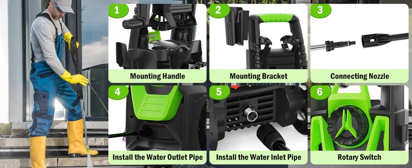 Electric Pressure Washer, 5000 PSI 3.2 GPM Power Washer with Foam Cannon, High Pressure Cleaning Machine with 35 FT Power Cord and 20 FT Hose, Hose Reel, 4 Connect Nozzles for Car/Patio/Fence