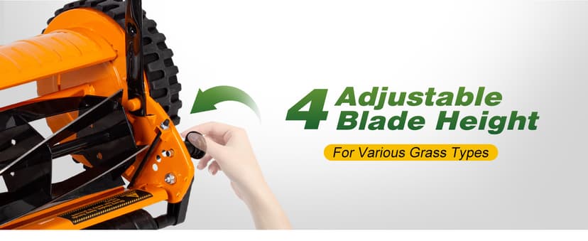 Walensee 16-Inch 5-Blade Push Reel Lawn Mower, Cordless Manual Reel Lawn Mower Walk-Behind Steel Lawn Mowers with Removable 7.9-Gallon Grass Catcher, Sponge Grip, 4-Position Cutting Height Adjustment