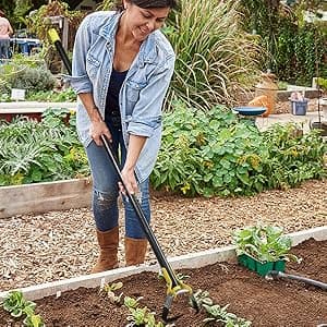 BsBsBest Scuffle Hoe Garden Tool, Stirrup Loop Hoe with 54 Inch Adjustable Long Hand, Great for Weeds in Backyard,Vegetable Garden