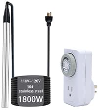 1800W Titanium Portable Fully Submersible Electric Pool And Hot Tub Immersion Water Heater - Gfci Plug, Thermostat For Bathtub, Inflatable, Swimming Above Ground Pools,Baptistry, Baptismal Pool